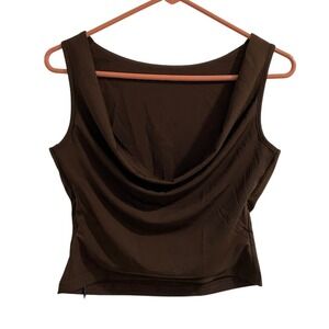 Cider Brown Cowl Neck Sleeveless Crop Top Women's Size S